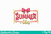 Summer Vibes PNG t-shirt, an Illustration by Watercolor design (Thumbnail 1 of 3)