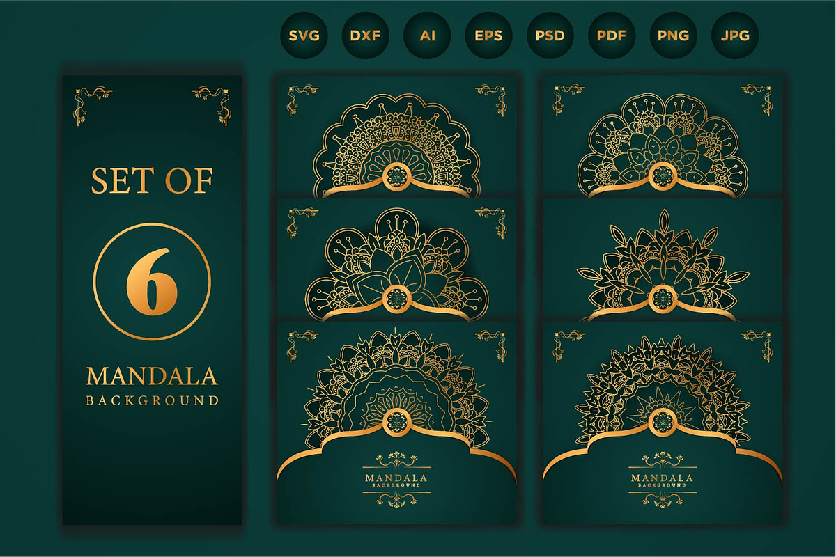 6 Luxury mandala background | SVG, a Decorative Illustration by vectorartificer (Photo 1 of 7)