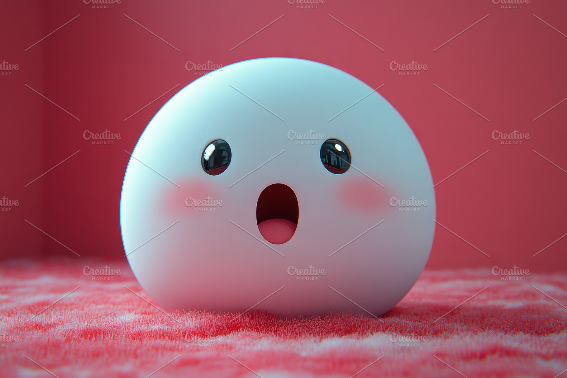 Cute white character with large eyes, a Photo by Tanuart