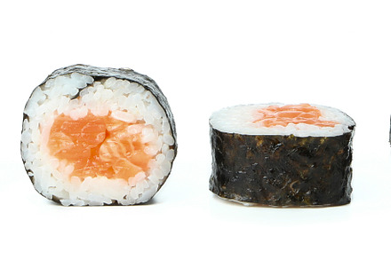 Set of maki isolated on white background, a Food & Drink Photo by AtlasStudio PRO