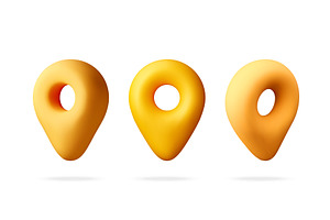 Set of 3D yellow location pins, an Object Illustration by Abscent