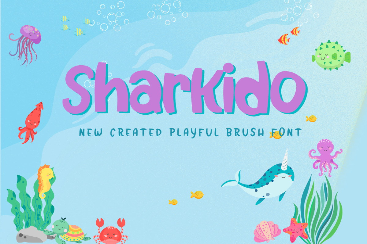 Sharkido - Playful Brush Font, a Blackletter Font by Dhabee (Photo 1 of 9)