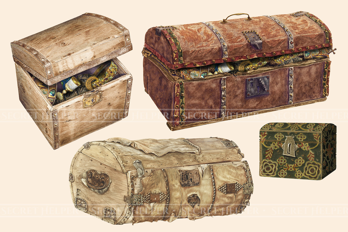 Vintage Treasure Chest Clipart, an Illustration by Secret Helper (Photo 2 of 8)
