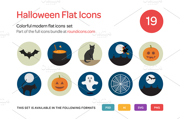 Halloween Flat Icons Set