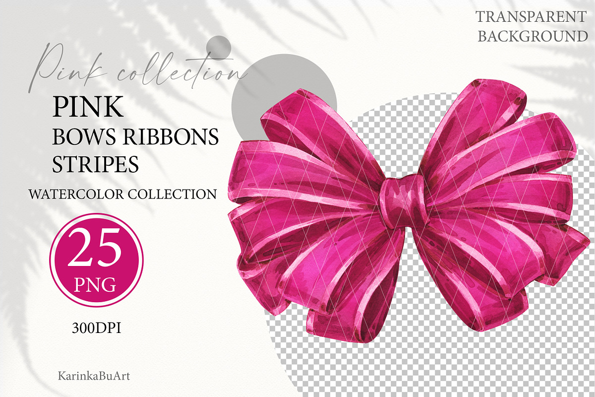 25 PNG Watercolor clipart pink bows, an Object Graphic by KarinkaBU (Photo 7 of 8)