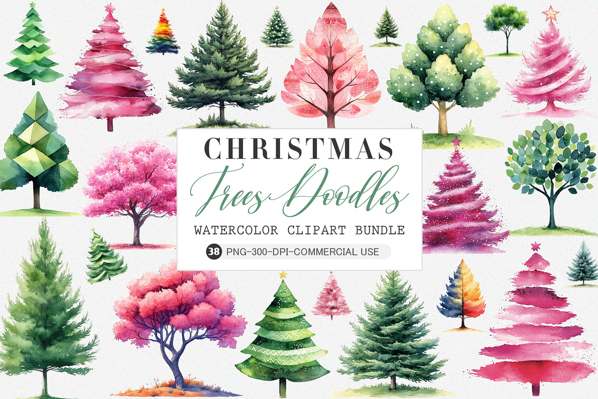 Christmas Tree Clipart, an Illustration by SinaCreation (Photo 1 of 4)