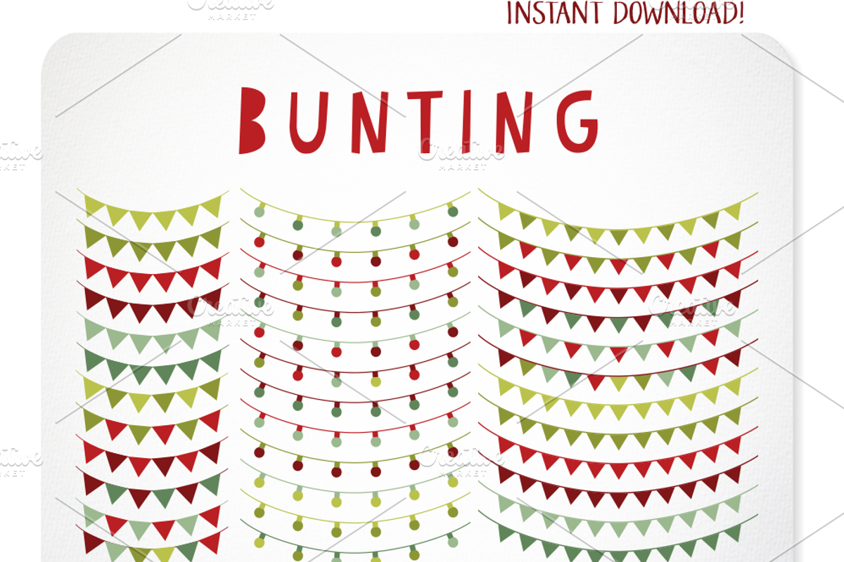 Christmas Lights & Bunting, a Decorative Illustration by Kelly Jane Creative (Photo 2 of 2)