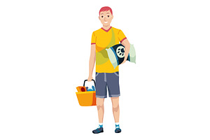 Man shopping at the supermarket, a Food Illustration by the8monkey