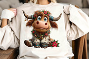 Christmas Highland Cow Clipart, a Seasonal Illustration by fashionaddict (Thumbnail 5 of 7)