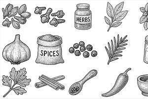 Herbs Spices Set, an Object Graphic by nikagraphic