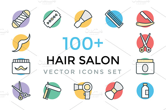 100 Hair Salon Vector Icons