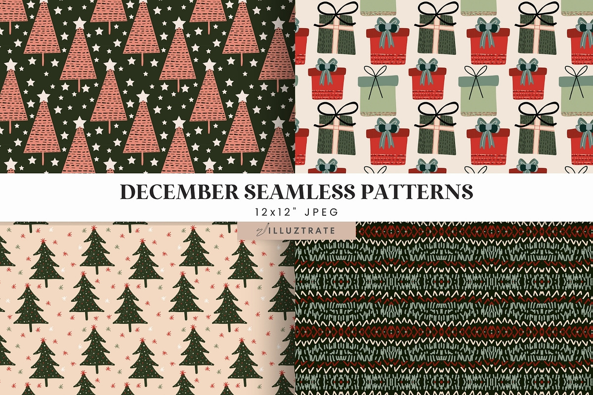 Festive Christmas Pattern Pack, a Pattern Graphic by illuztrate (Photo 5 of 5)