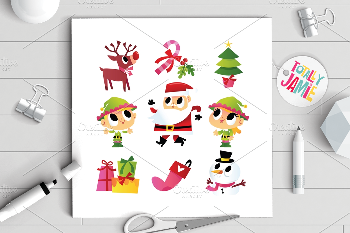 Cartoon Christmas Characters, an Illustration by totallyjamie