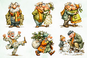 Retro Christmas Grandpa Clipart, an Illustration by Creative Art (Thumbnail 2 of 7)