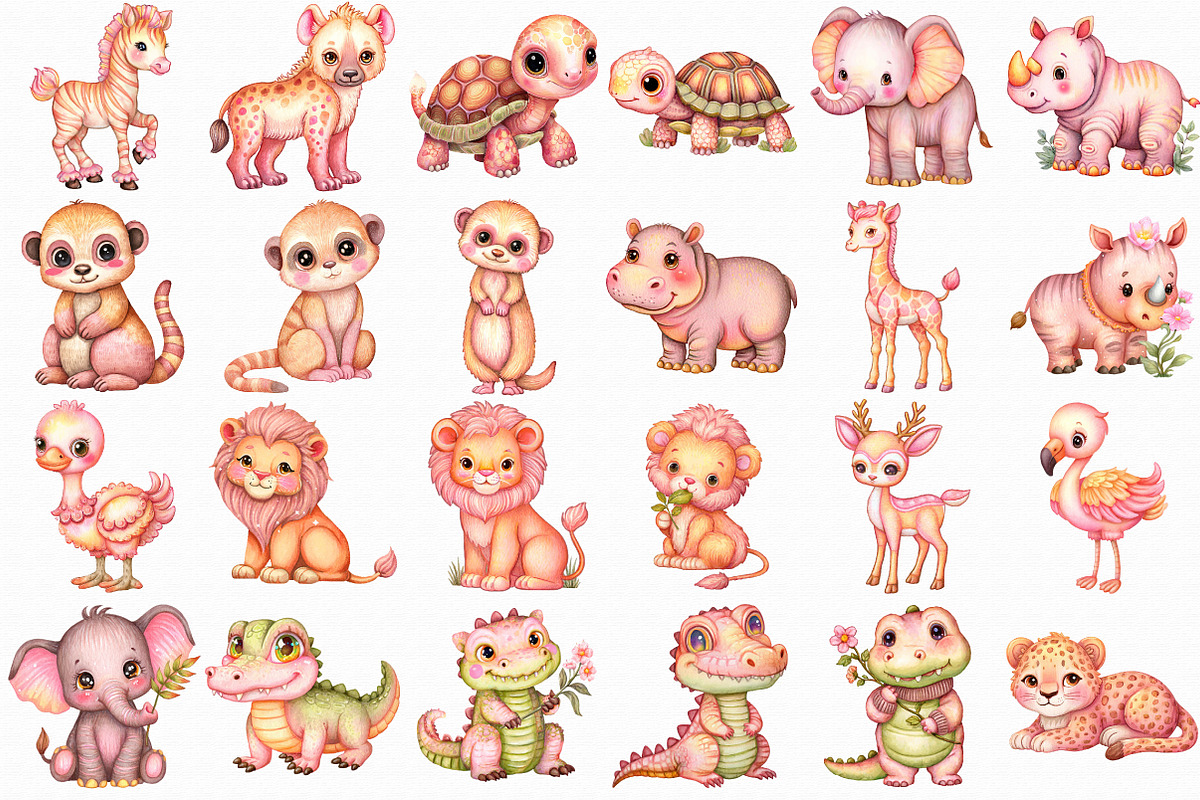 Watercolor Safari Animals Clipart, an Illustration by Libby Wishes (Photo 3 of 4)