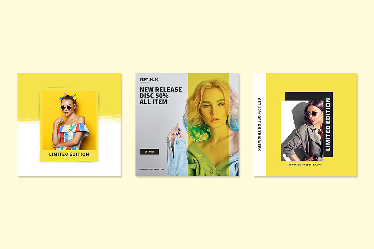 Yellow Instagram Templates, a Social Media Template by Azruca