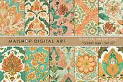 Boho Summer Orange & Aqua Patterns, a Pattern Graphic by Maishop (Thumbnail 1 of 4)