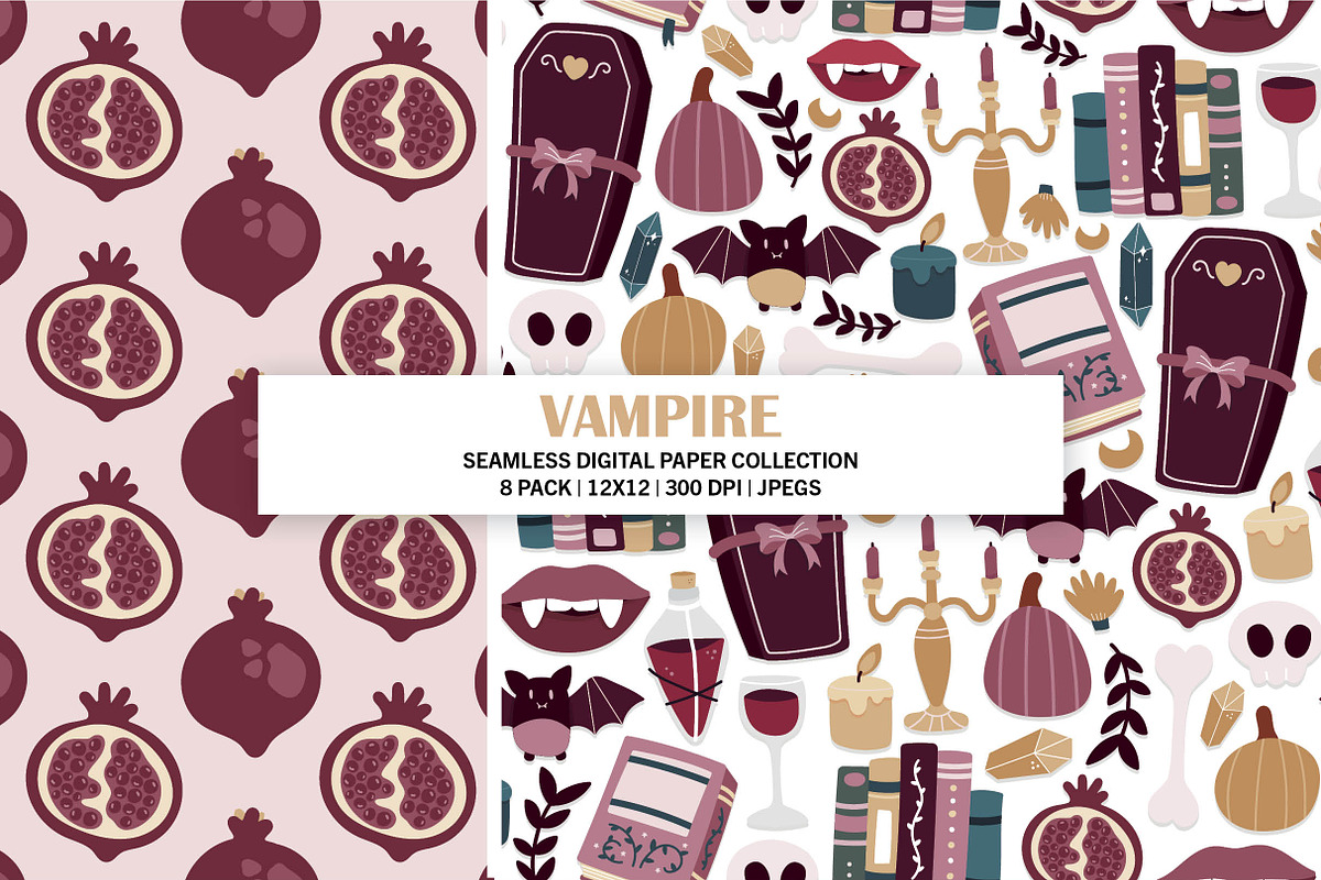 Vampire Seamless Digital Paper, a Pattern Graphic by Alanna Messina Design Co (Photo 2 of 9)