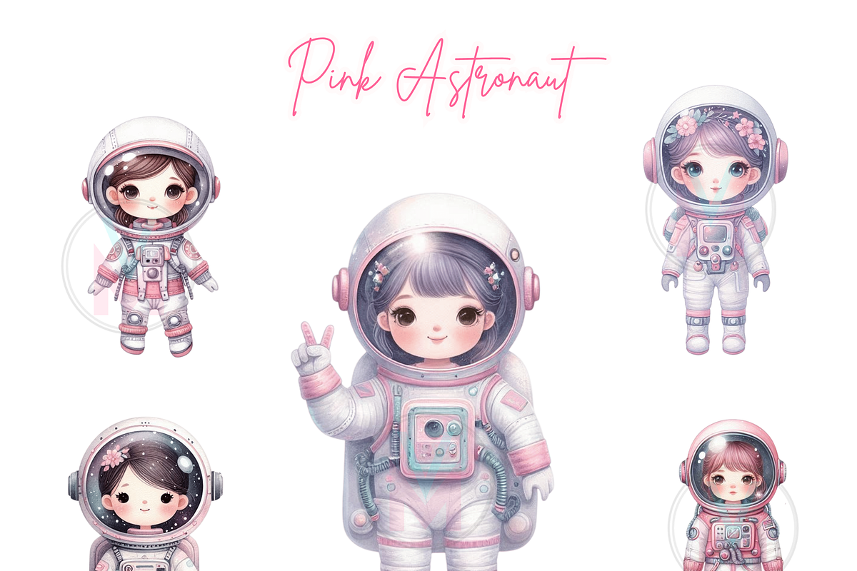 Pink Astronaut Clipart, Space Girl, a Person Illustration by VM PARTYS  BY TAIRUMA (Photo 7 of 10)