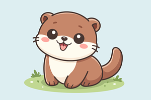 Cute Otter Cartoon Character, an Animal Illustration by Artpon Illustration
