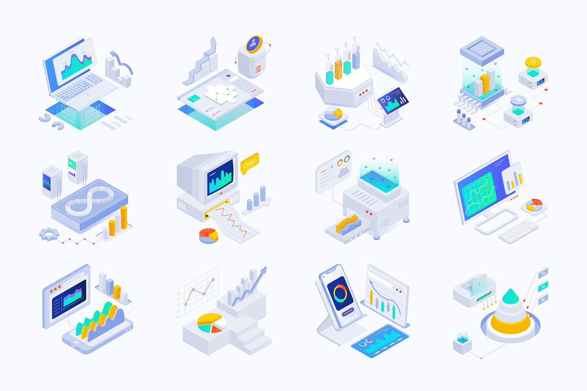 Data Analytics Isometric Icon Set, a Duotone Icon by Vectors Market (Photo 5 of 9)