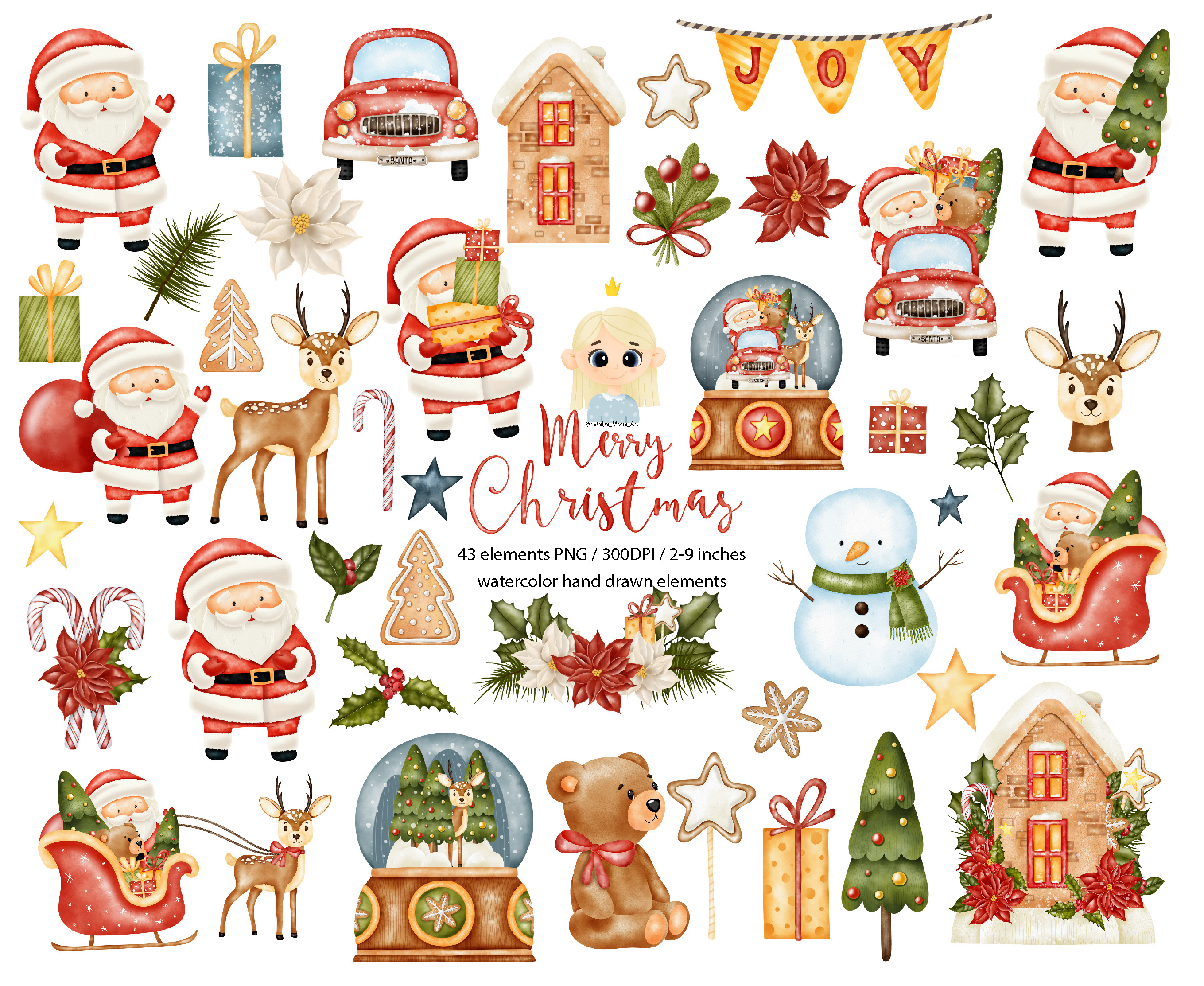 Christmas Watercolor Clipart, a Decorative Illustration by Natalya_Mona_Art