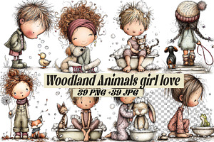Whimsical Woodland Animals Girl Love, a Graphic by one-touch