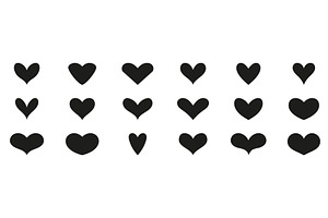 Heart Shape Silhouette Icons Set, an Object Illustration by Gentle Studio