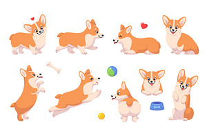 Cute corgi dog character. Funny dog, an Animal Illustration by YummyBuum