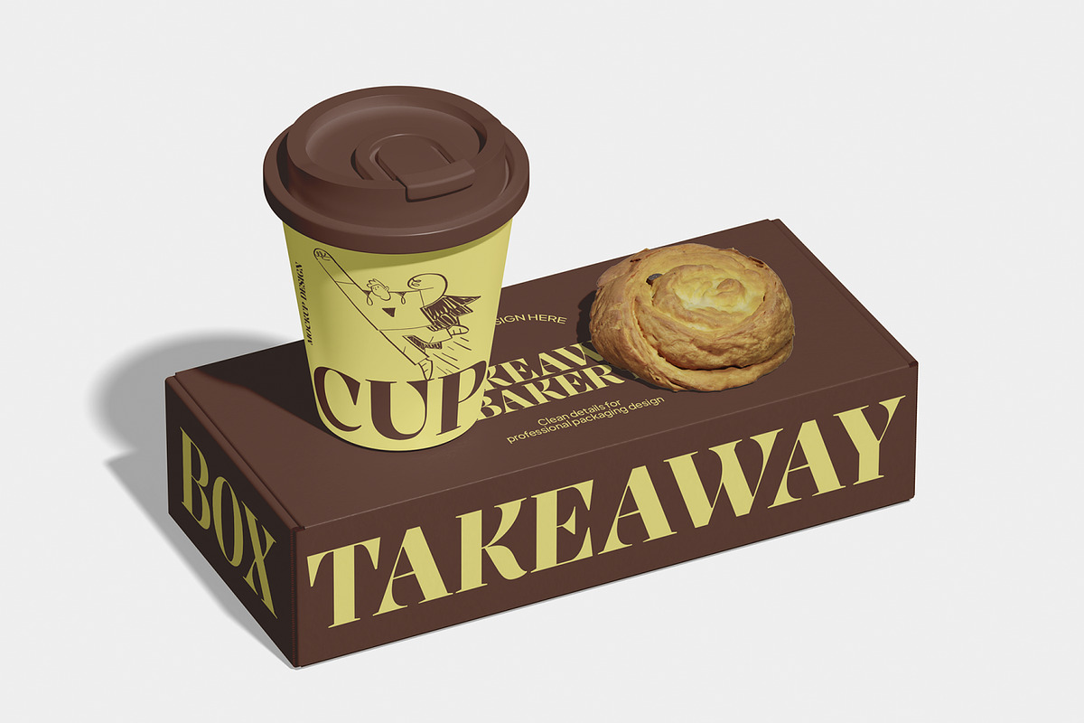 Takeaway Bakery and Cup Mockup, a Packaging Mockup by Unerispace (Photo 5 of 5)