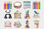 Watercolor Playroom Clipart, a Seasonal Illustration by Design Market (Thumbnail 5 of 5)