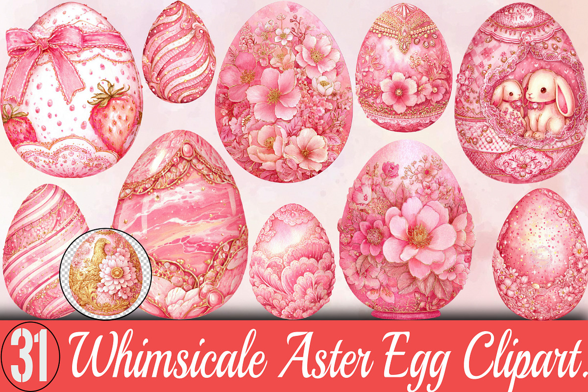 Whimsical Aster Egg Clipart Bundle., an Illustration by SVGArt (Photo 1 of 7)