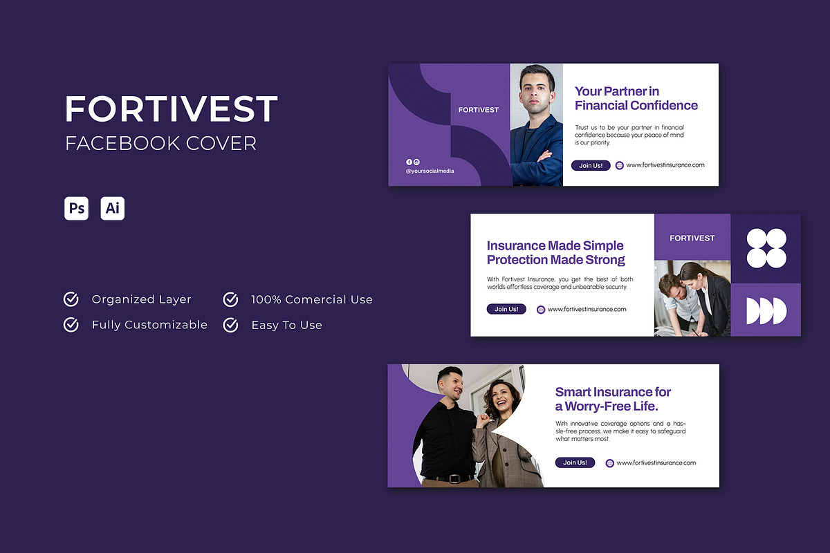 Fortivest Insurance - Facebook Cover, a Social Media Template by Esensifiksi.studio (Photo 1 of 3)