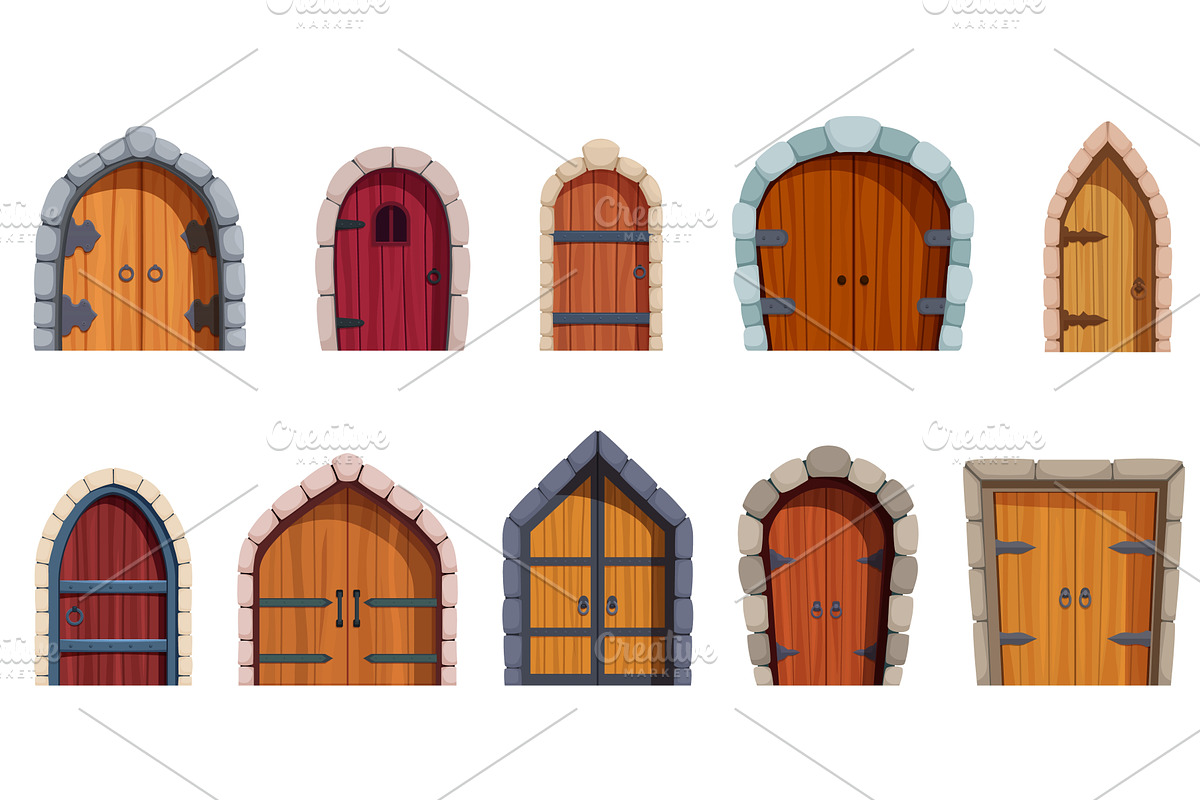 Cartoon castle doors. Medieval, an Object Illustration by Valerie Bodnar