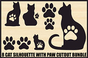 Cat Silhouette Paw Cutout Set, an Illustration by hafijul (Thumbnail 1 of 9)