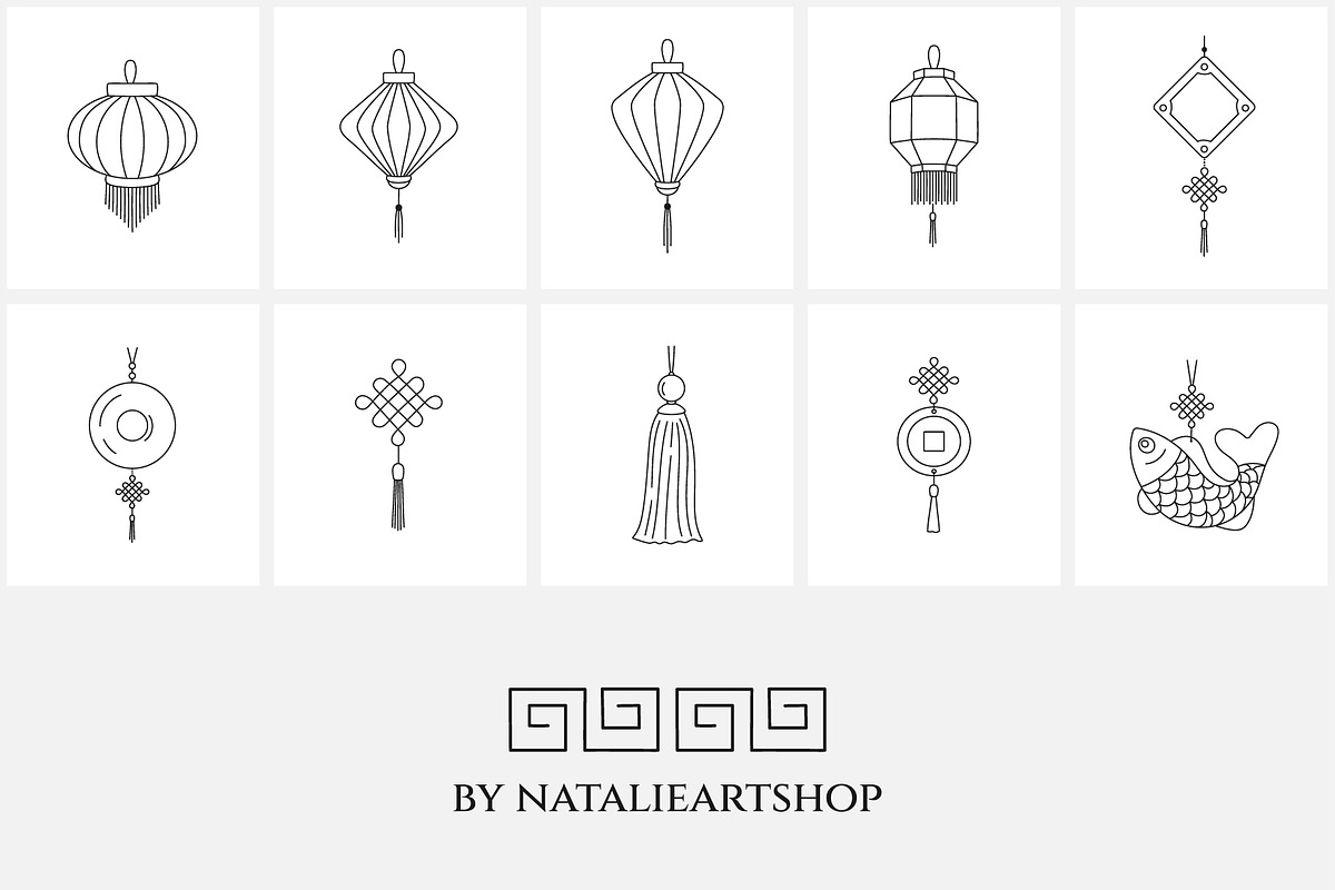 Lunar New Year line icon set, an Outline Icon by NatalieArtShop (Photo 8 of 11)