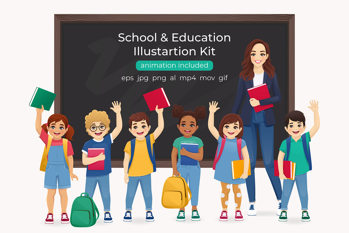 School & Education Illustration kit, an Education Illustration by Volha Hlinskaya (Photo 1 of 7)