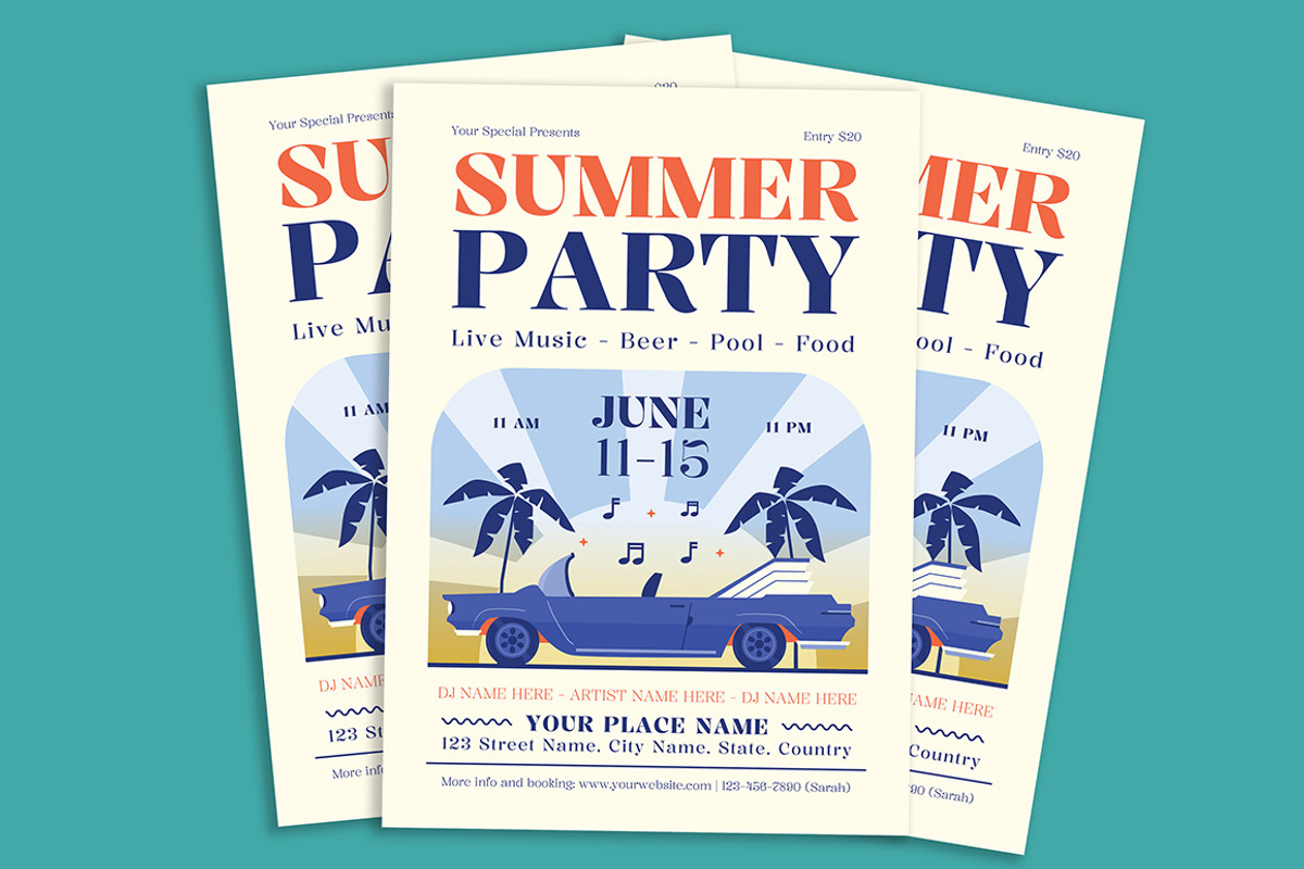 Summer Party Flyer, a Flyer Template by Gumico Studio. (Photo 3 of 3)