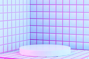 Round podium among mini tiles