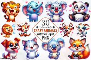 Adorable Crazy Animals Clipart, an Animal Illustration by RobertsArt