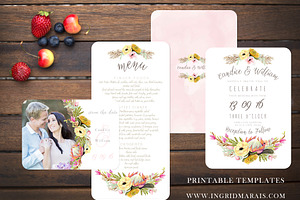 Bohemian Protea floral Invitation