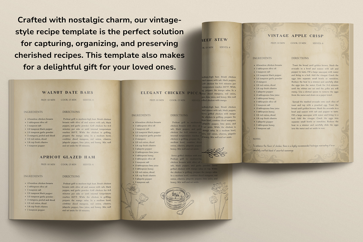 2 Recipes Page Template Vintage, a Templates & Theme by OrganizationOasisRo (Photo 8 of 10)