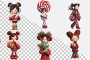 Whimsical Christmas Girl Clipart, an Animal Illustration by SVGArt (Thumbnail 2 of 9)