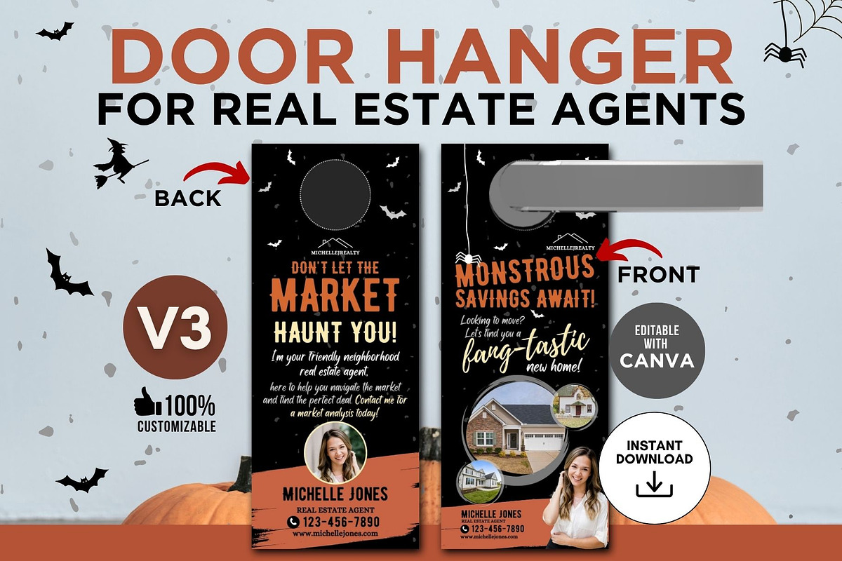 Halloween Real Estate Door Hanger, a Marketing Template by CreativeVinesStore (Photo 1 of 4)