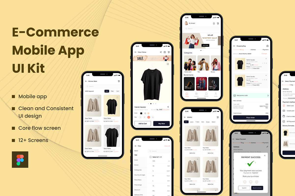 Clothes Shopping App Concept UI kit, a Templates & Theme by Sketchwiredesigns