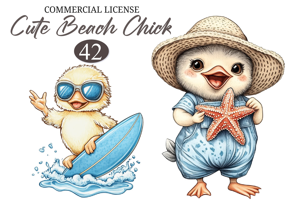 Cute Beach Chick PNG Clipart, an Illustration by designcity5 (Photo 1 of 5)