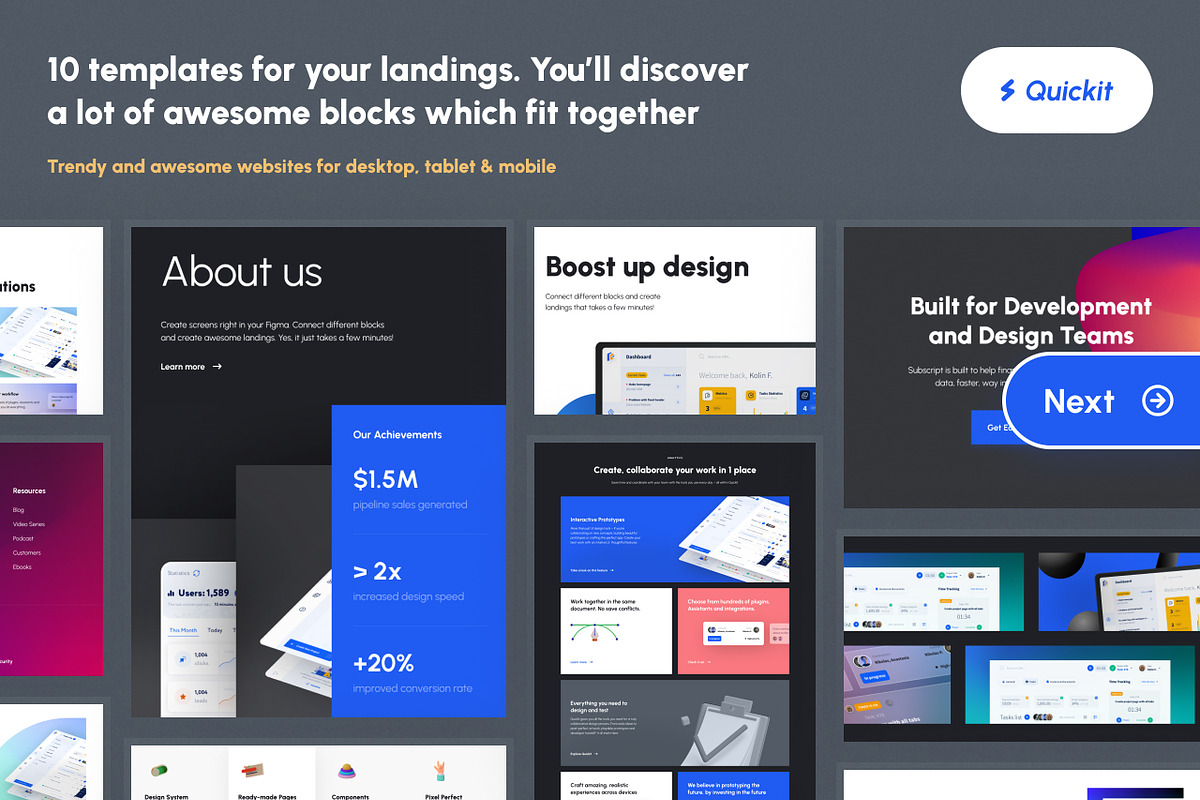 Quickit – Figma Kit for Landing Page, an UI Kit Template by Nikolay K. (Photo 5 of 6)