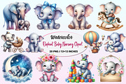 Elephant Baby Nursery Watercolor, a Graphic by CitraGraphics (Thumbnail 1 of 4)