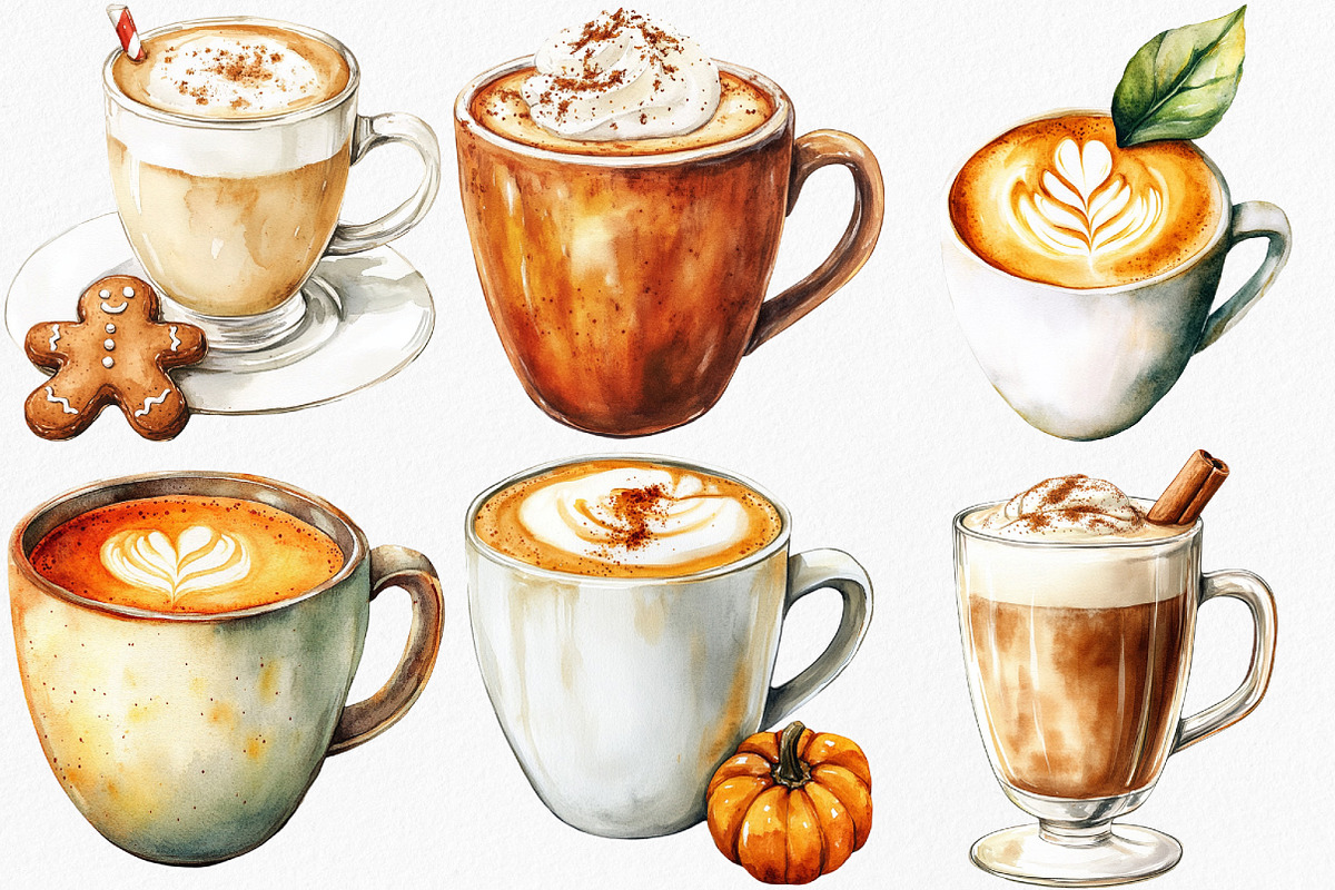 Thanksgiving Coffee Latte Clipart, an Illustration by Canvas Craft (Photo 2 of 8)