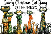 Quirky Christmas Cat Gang Clipart, an Illustration by DreamArtGraphic (Thumbnail 1 of 5)